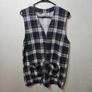Vintage Carolina Colours Plaid Button Vest | Dark Academia | Women’s